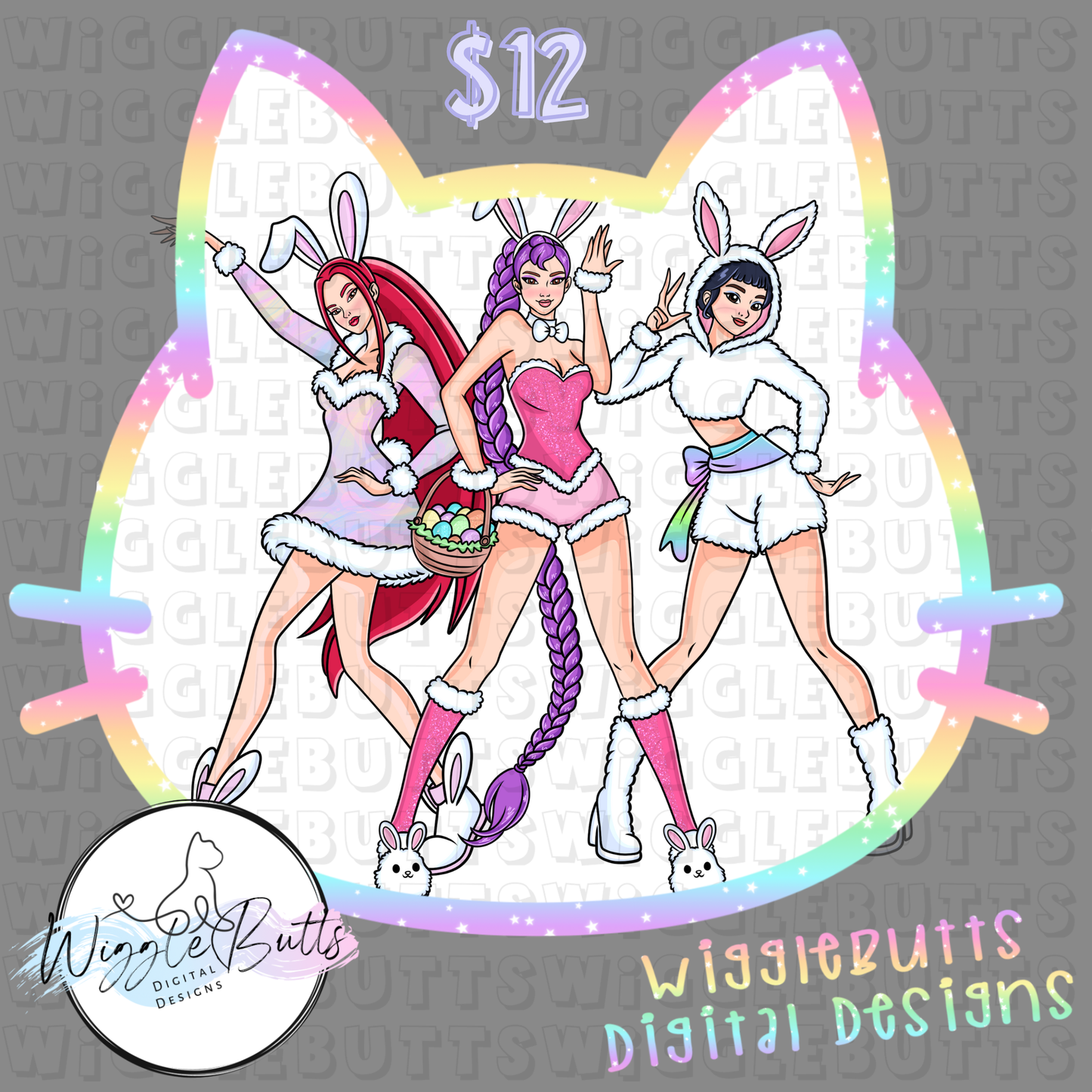 Anime Hunter Girls Easter Bunny ClipArt Bundle