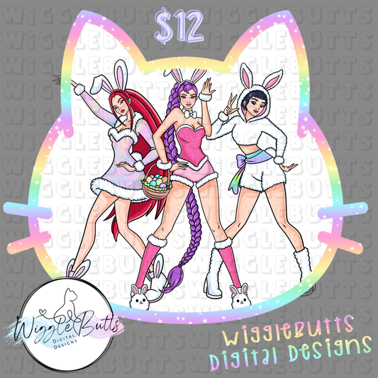 Anime Hunter Girls Easter Bunny ClipArt Bundle