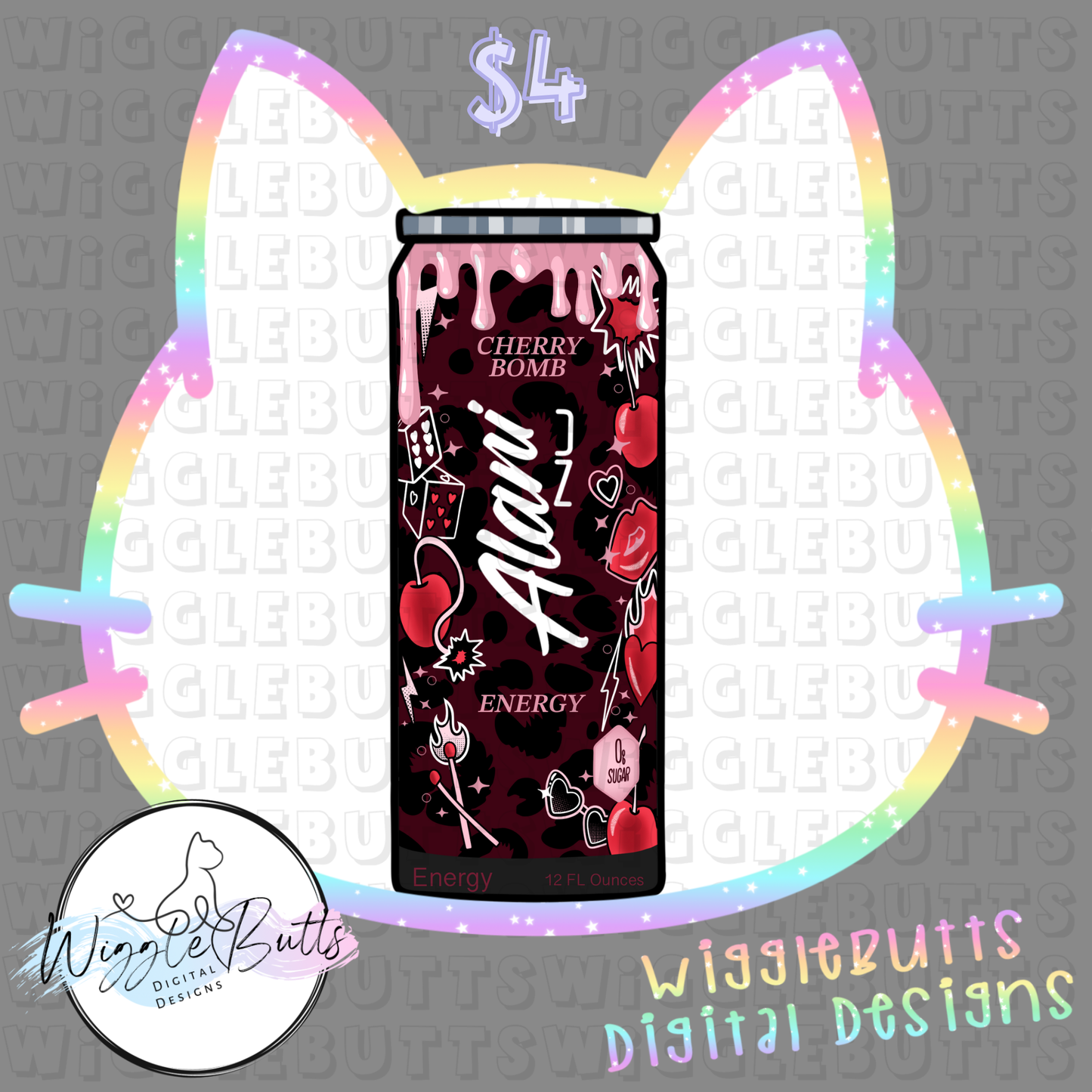 Cherry Energy Drink ClipArt Piece