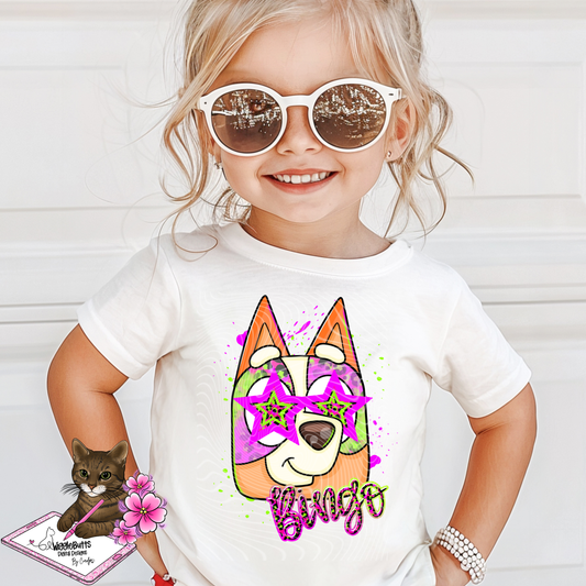 Blue Dog Puppies Orange Dog Neon Stars PNG Design