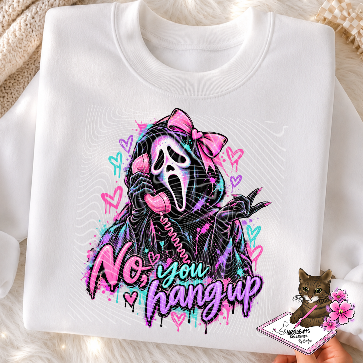 Horror Ghost You Hang Up Halloween Girlie PNG Design