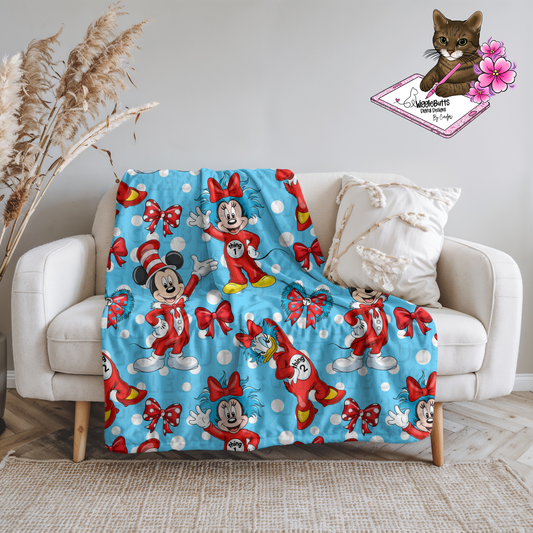 Mouse and Friends Reading Book Coquette Bows PNG Seamless File