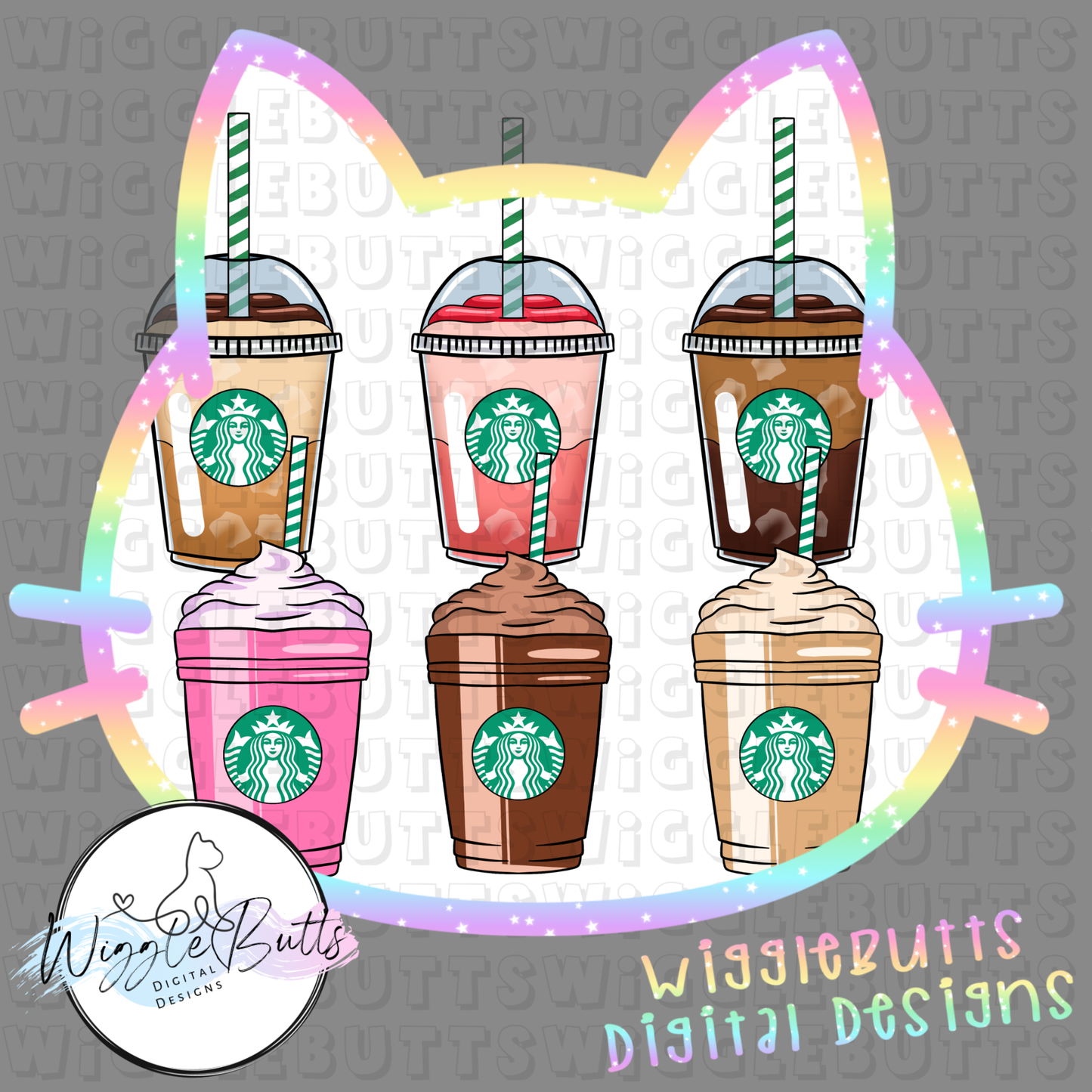 Coffee Lovers Character Cups and Matching Elements Semi Exclusive ClipArt Bundle