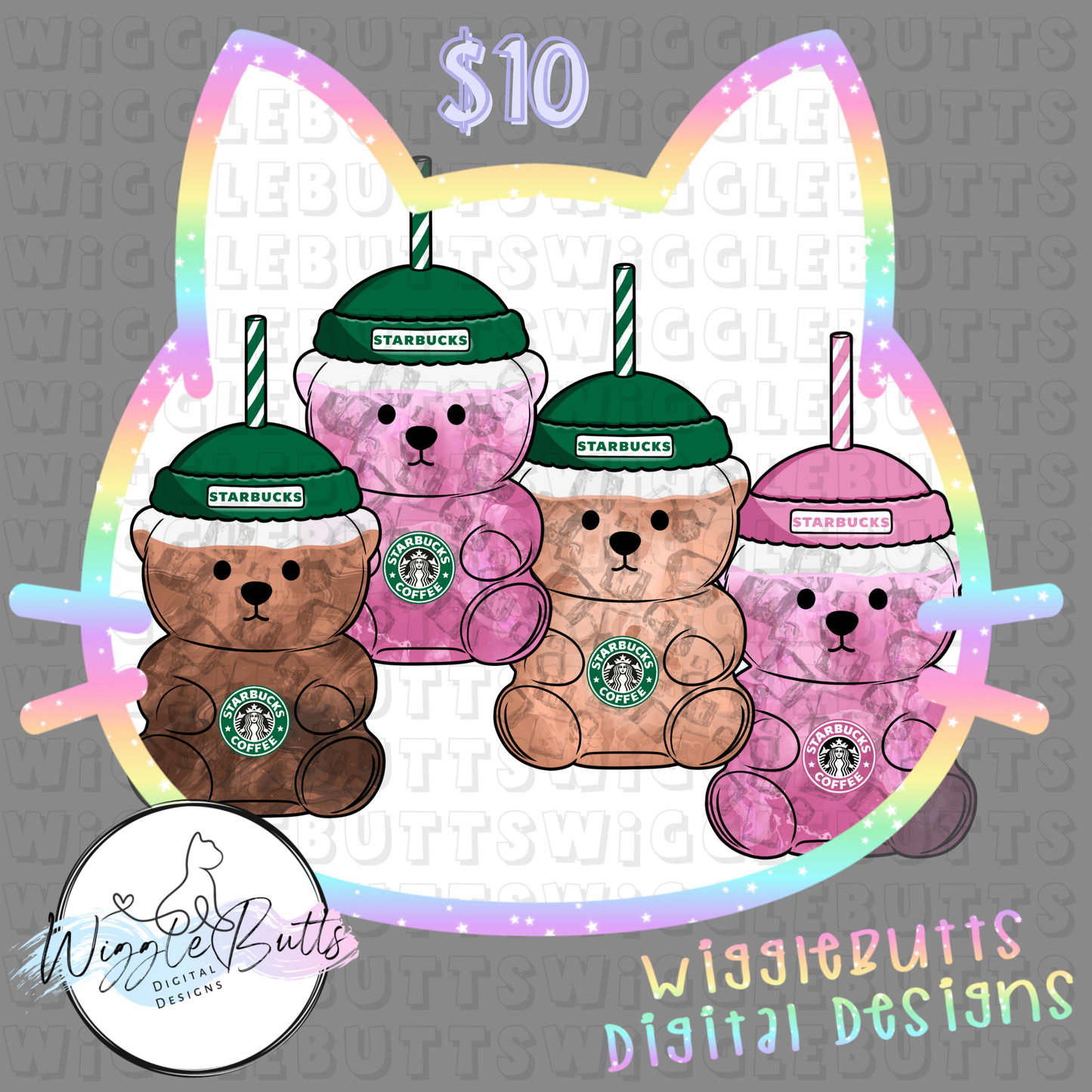 Coffee Lovers Bear Cups ClipArt Bundle