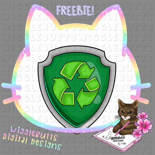 Dog Paws Shield Green Recycle ClipArt Piece