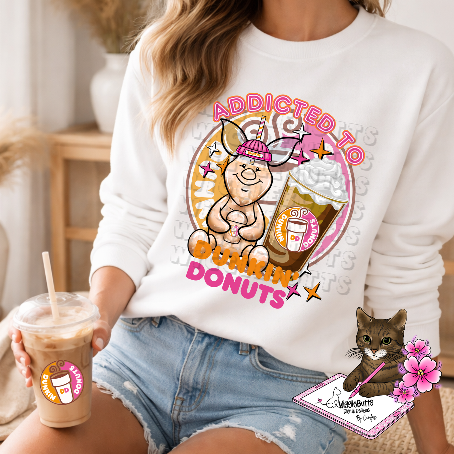 Coffee Lovers Pink and Orange Character Cups Solo Design Bundle
