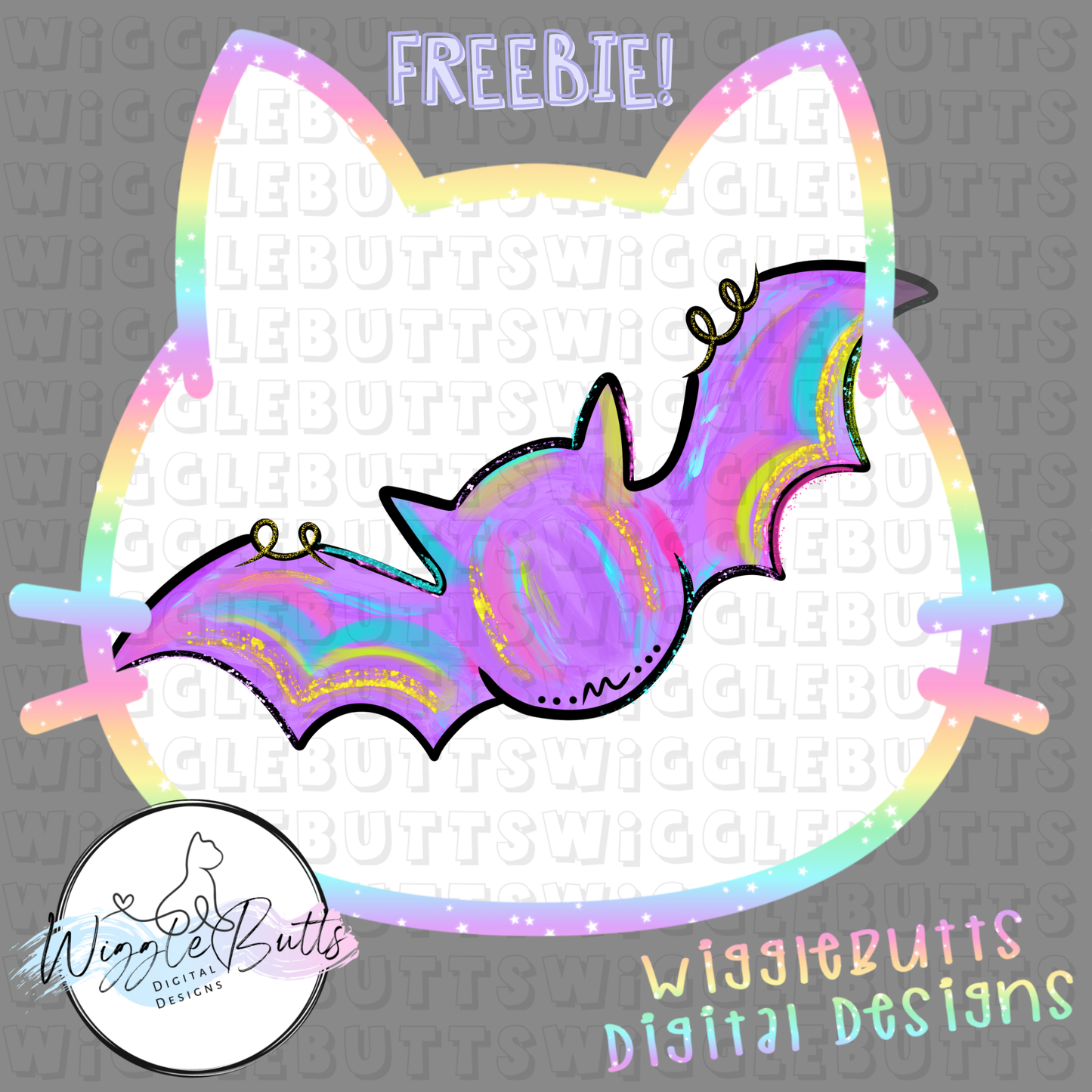 Colorful Painted Halloween Bat ClipArt Piece