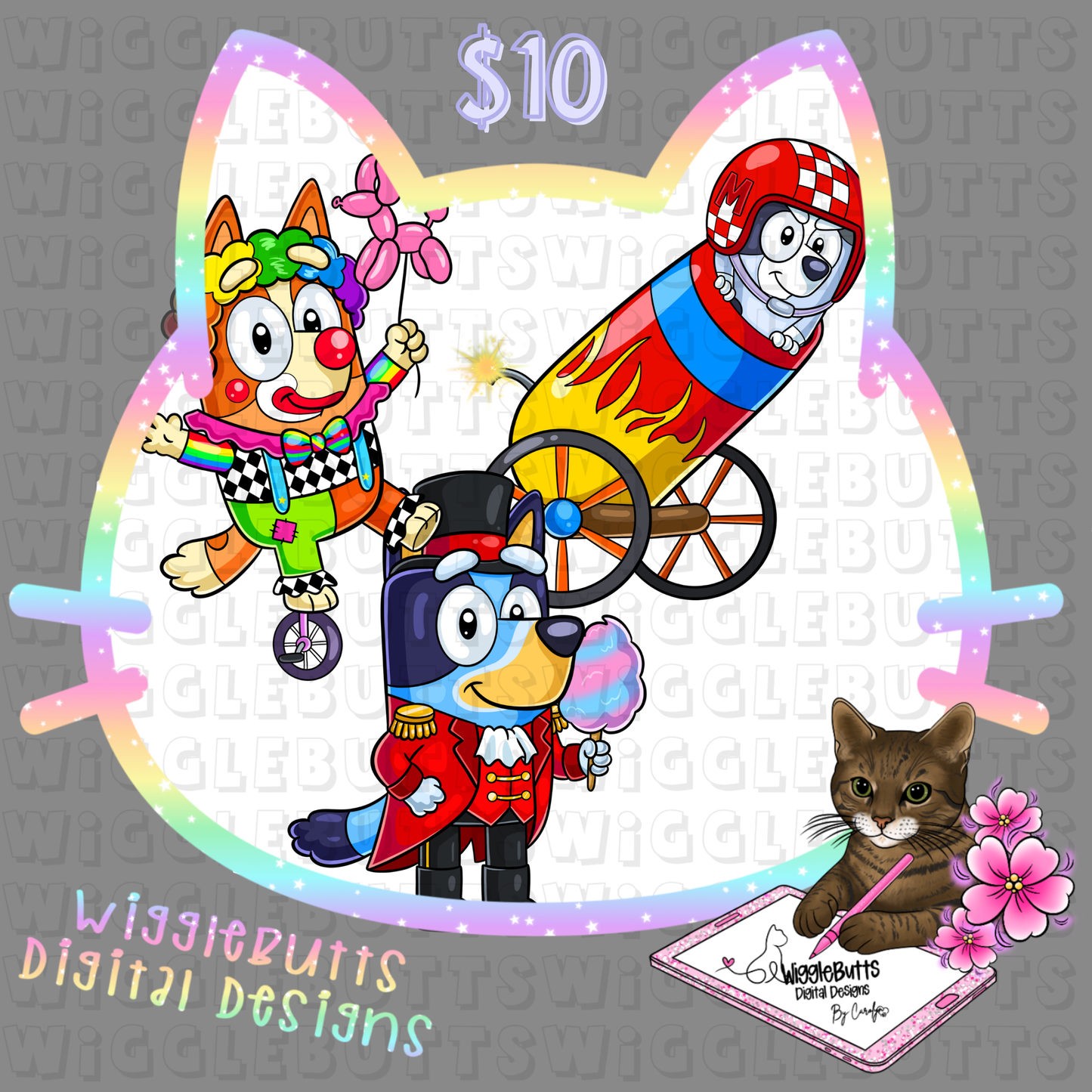 Blue Dog Puppies Circus Carnival Fair ClipArt Bundle