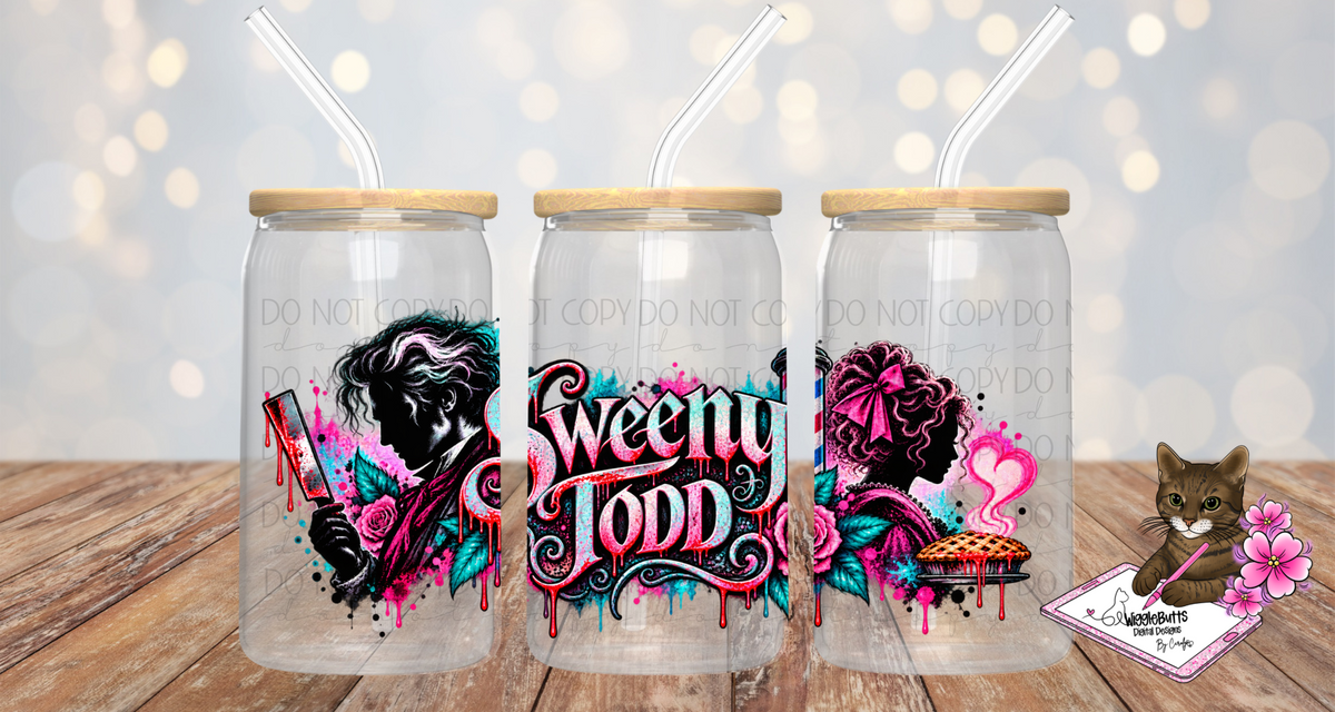 Halloween Movie 16oz Cup/Jar Wrap PNG Design