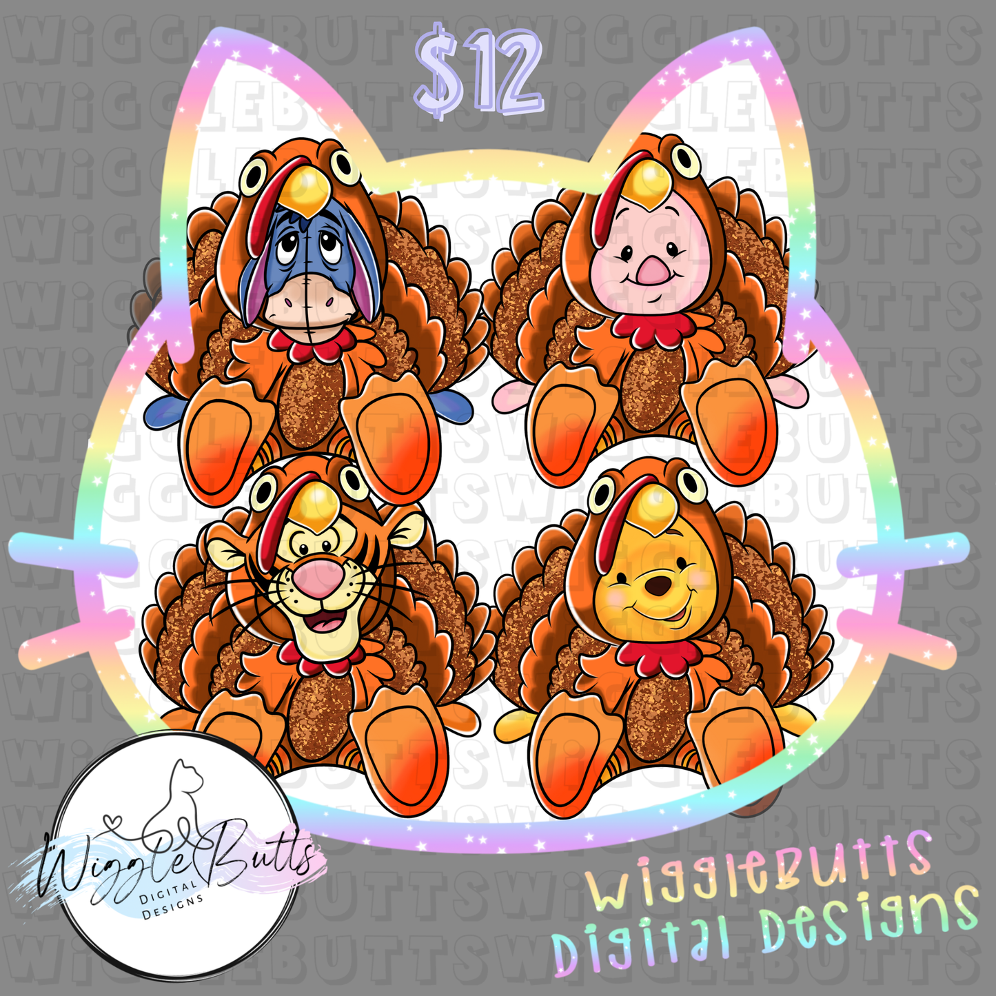 Honey Bear and Friends Thanksgiving Turkeys ClipArt Bundle