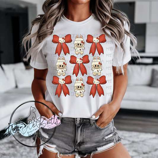 Anime Kitty and Friends Little Monsters Coquette PNG Design