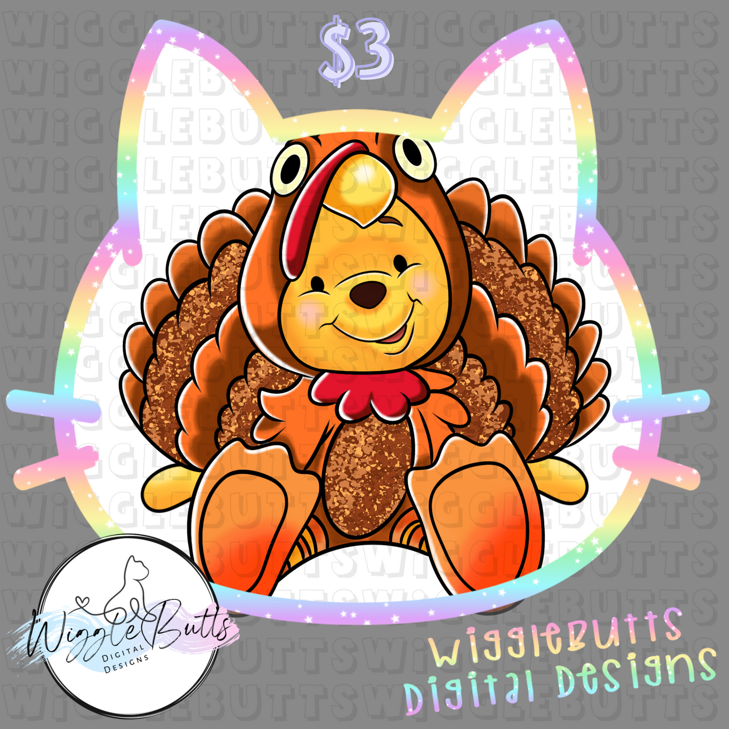 Honey Bear Thanksgiving Turkey ClipArt Piece