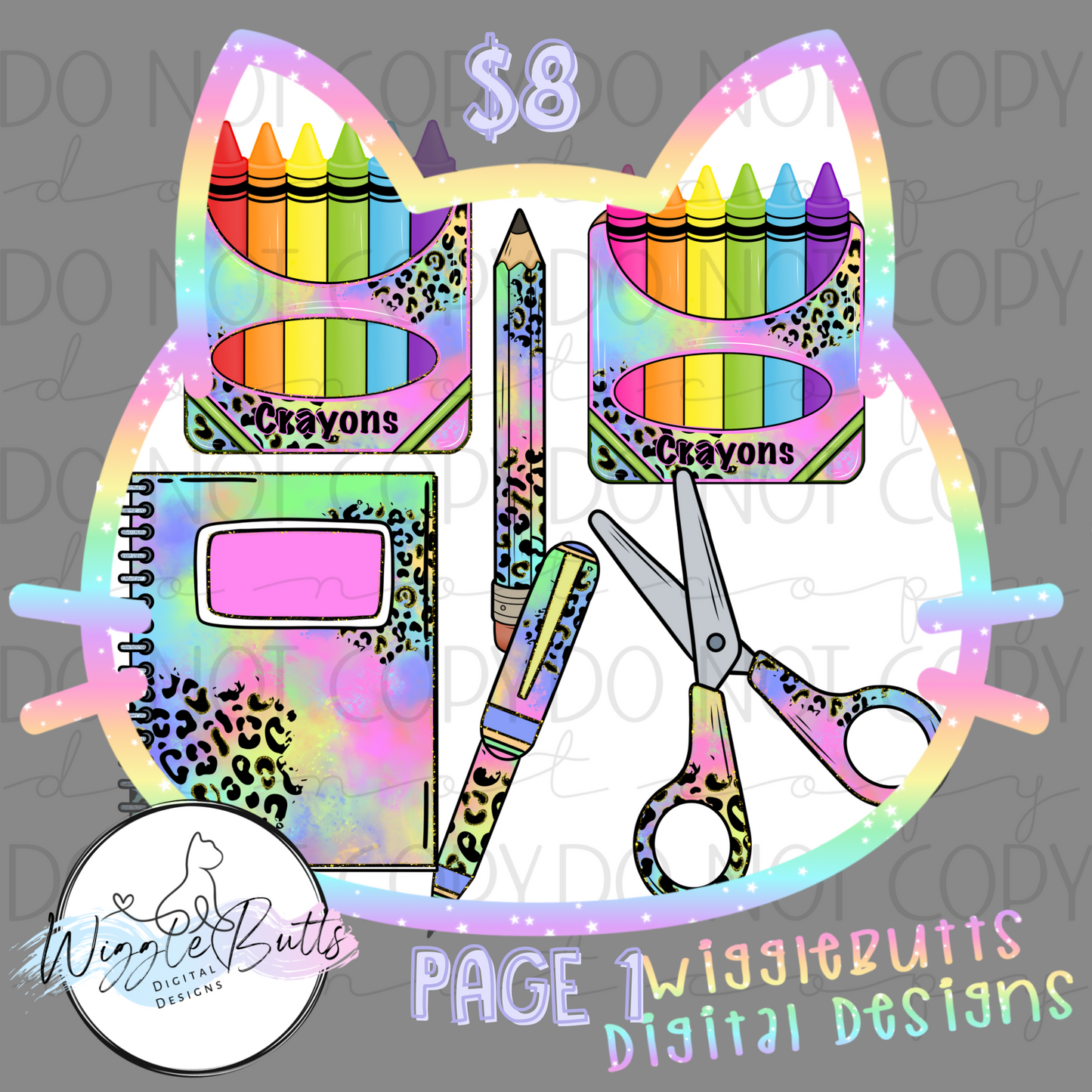 Cheetah Print Back to School School Supply ClipArt Bundle