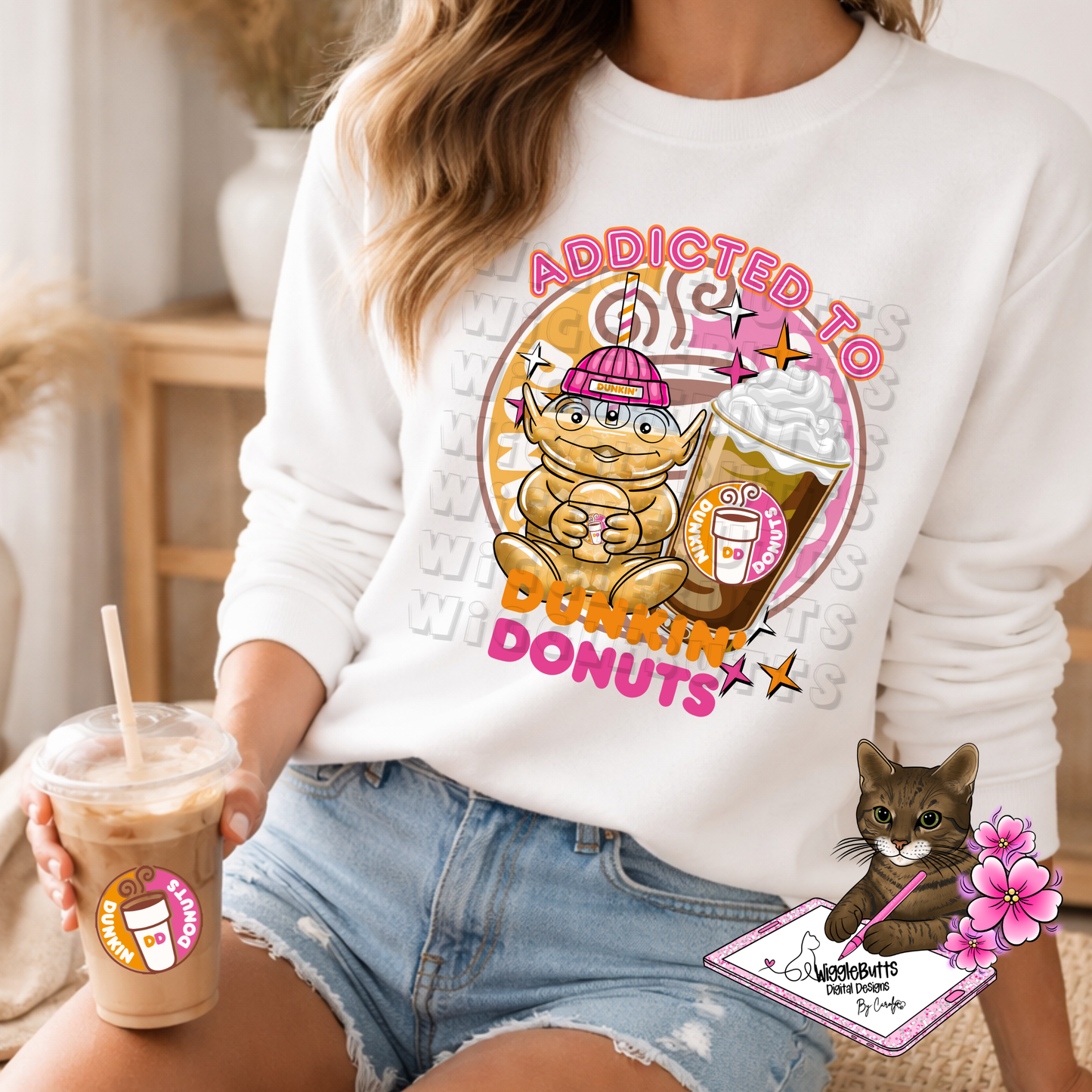 Coffee Lovers Pink and Orange Character Cups Solo Design Bundle