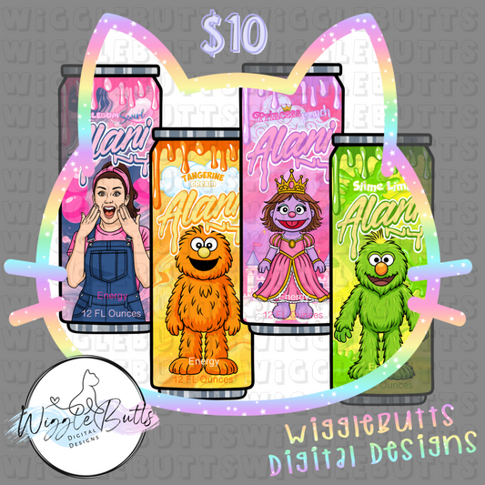 Bubble Gum Girl and Puppets Energy Drink Cans ClipArt Bundle