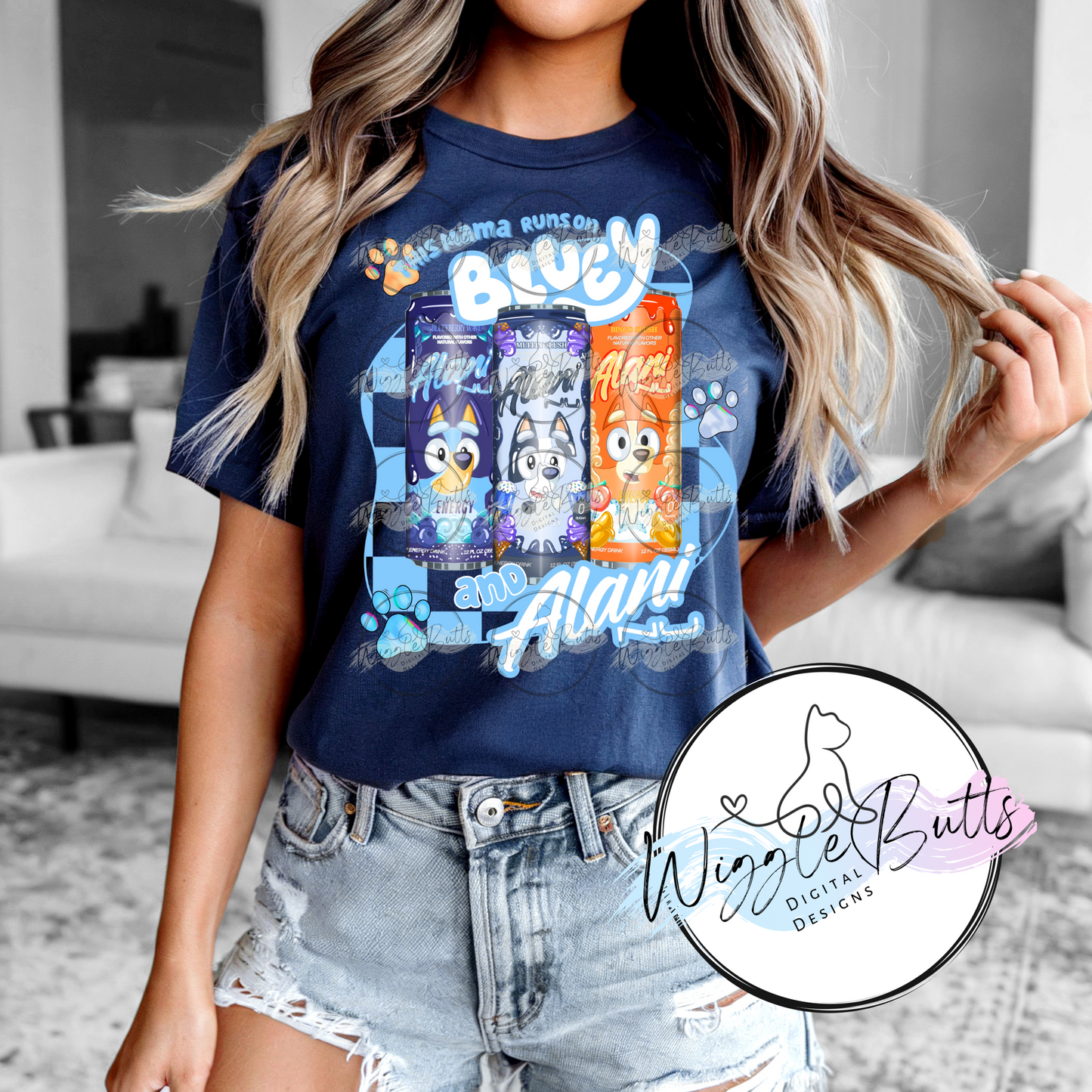 This Mama runs on Blue Dog Energy Drink PNG Design