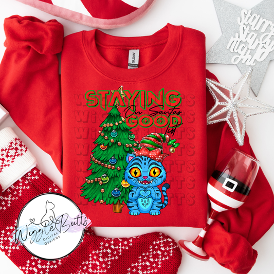 Anime Soda Boys Blue Cat Christmas PNG Design