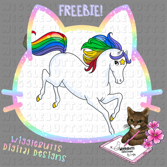 Retro 90s Rainbow Style Horse ClipArt Piece