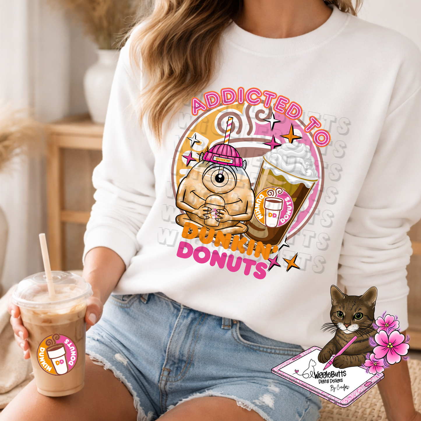 Coffee Lovers Pink and Orange Character Cups Solo Design Bundle