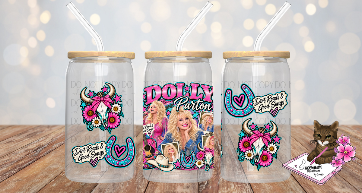 Country Music Singer Dirt Roads 16oz Cup/Jar Wrap PNG Design