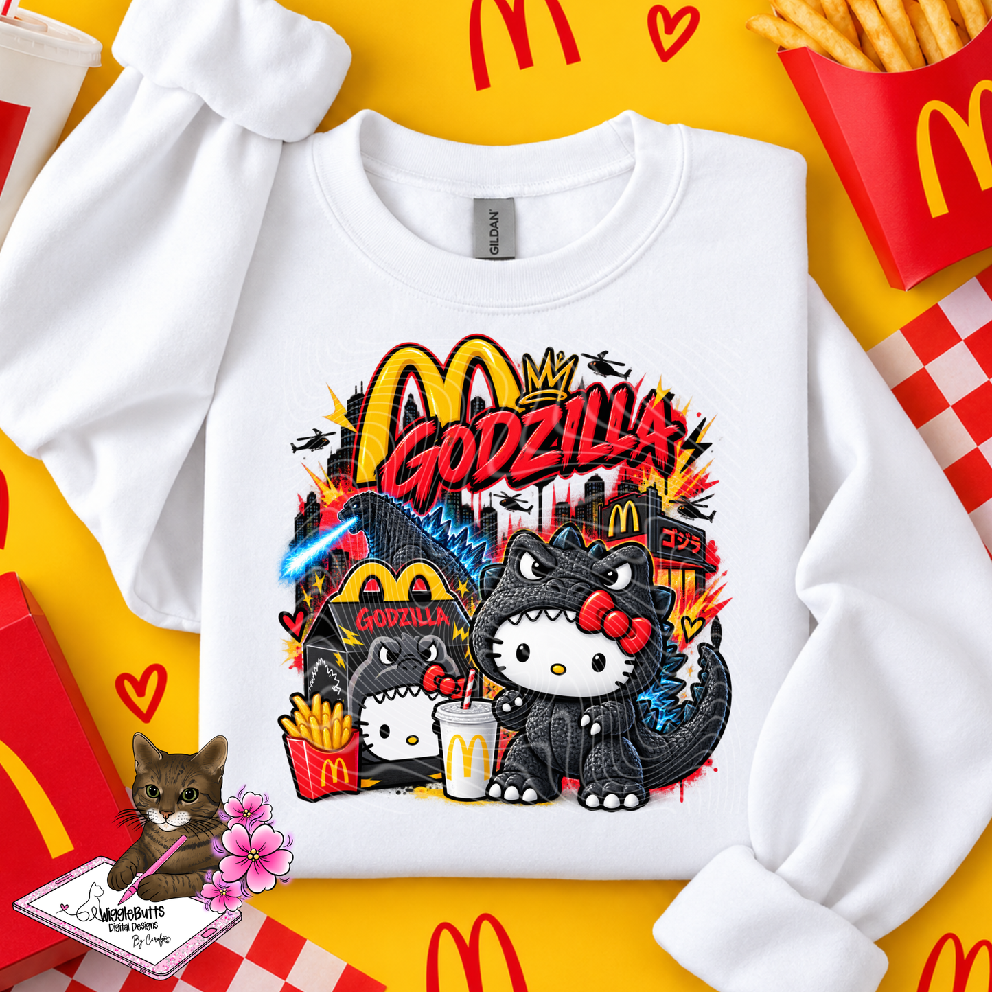 Kitty and Friends Fast Food PNG Design