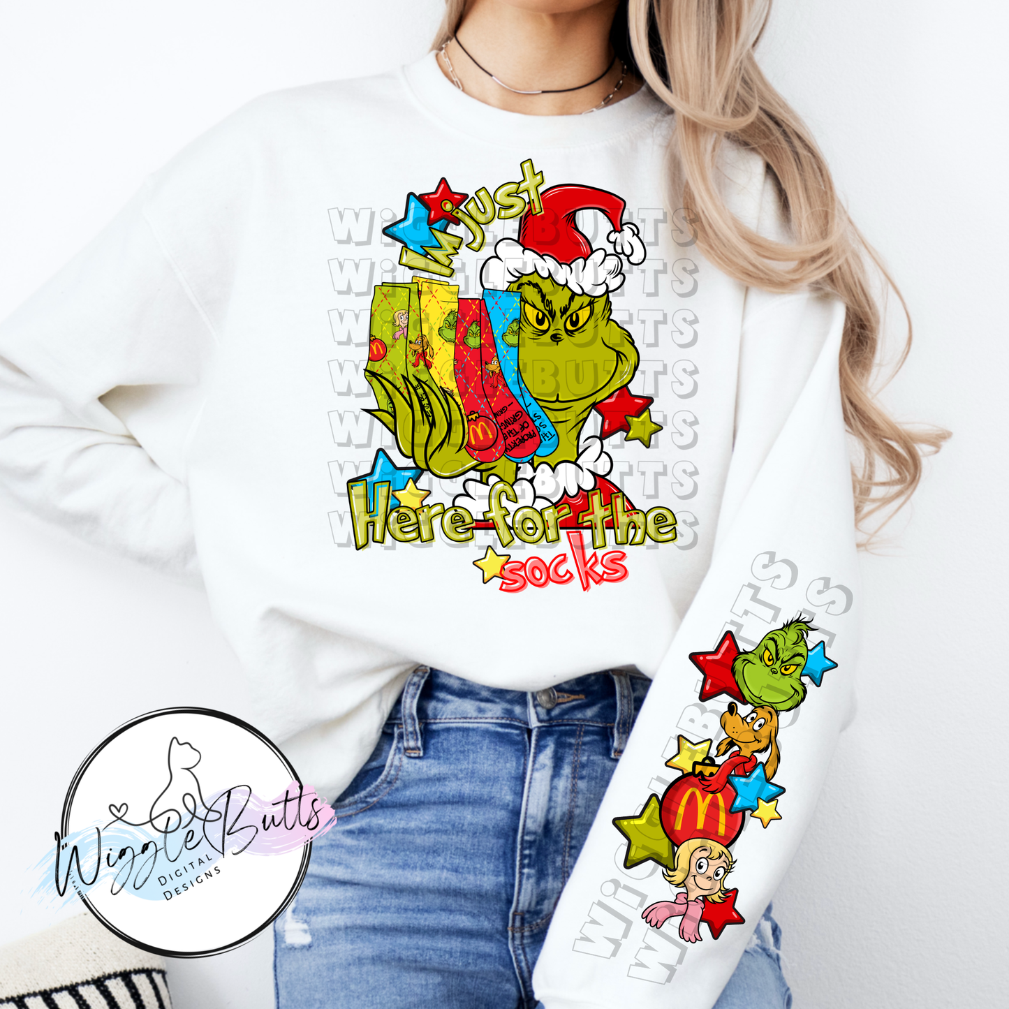 Green Guy Adult H@ppy Meals Here for the Socks PNG Design and Matching PNG Sleeve Design