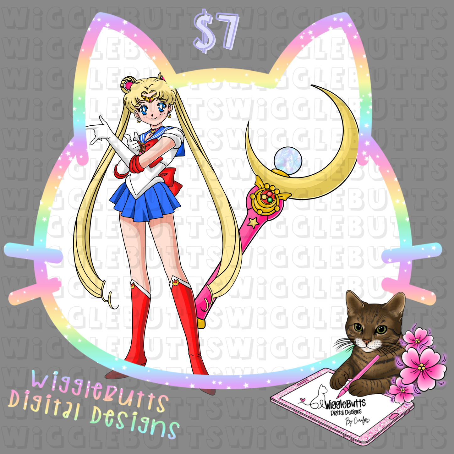 Anime Retro Moon Girl ClipArt Bundle