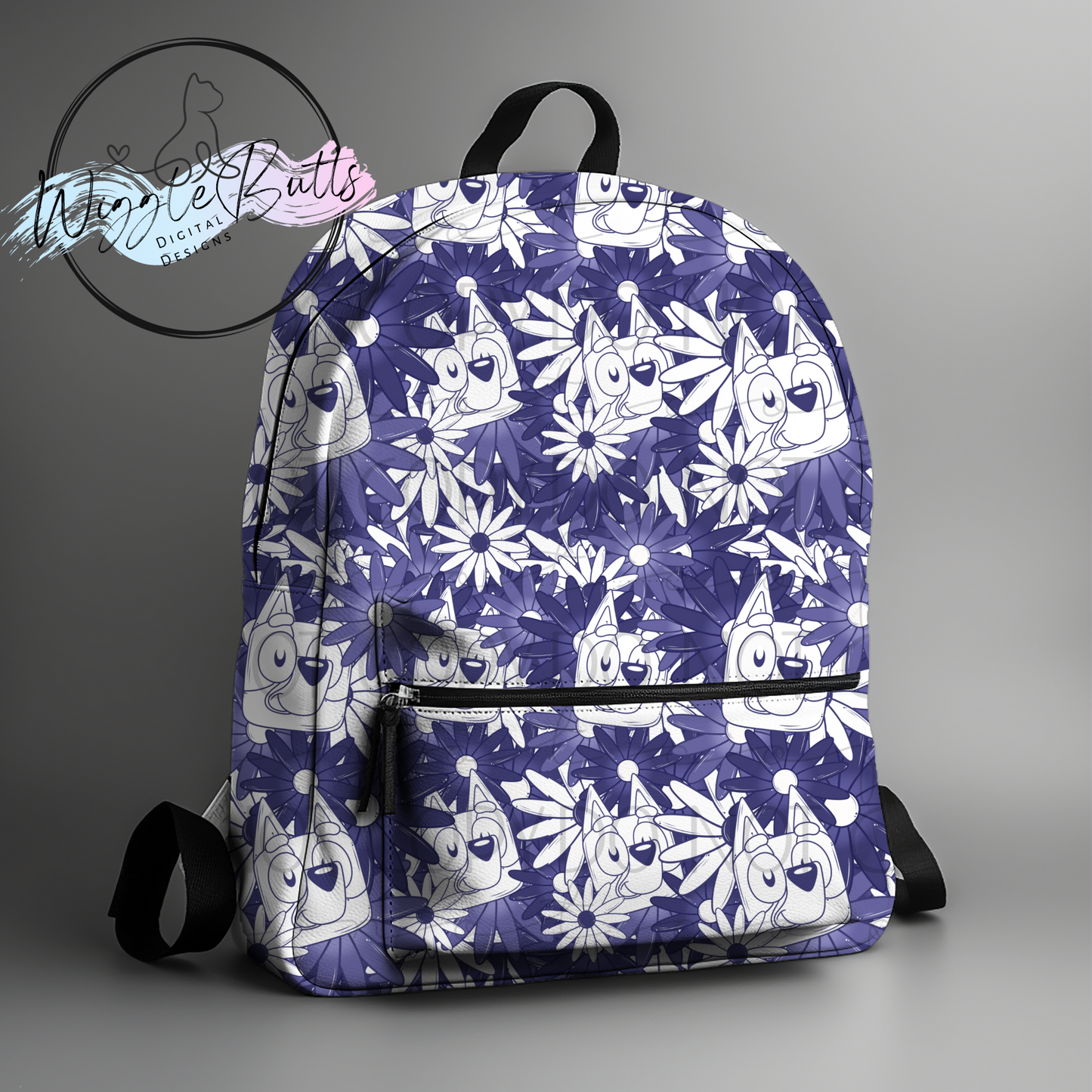 Blue Dog puppies blue flowers Seamless File