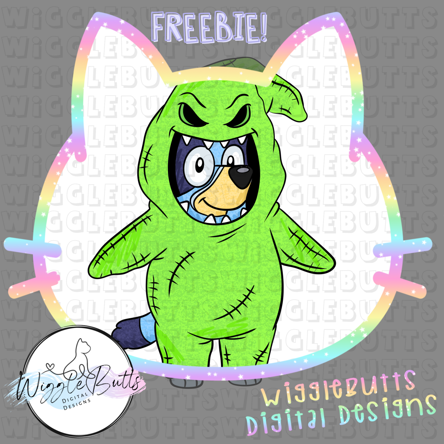 Blue Dog Puppies Nightmare Halloween ClipArt Piece