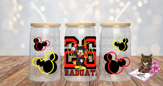 Mouse and Friends 2026 Graduate Graduation 16 Oz cup jar wrap