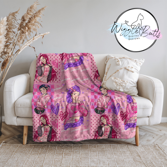 Anime Hunter Girls Valentine's Day Hearts Seamless File