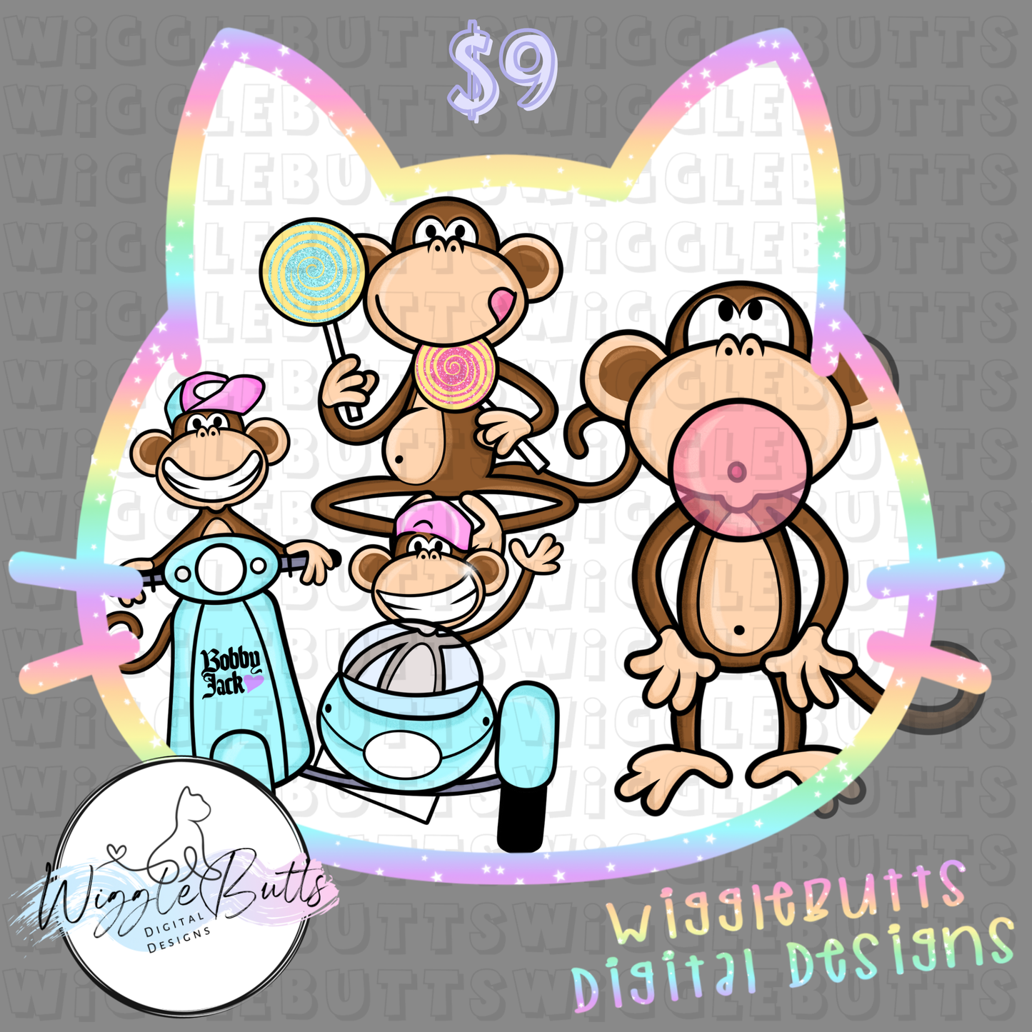 Retro Monkey ClipArt Bundle