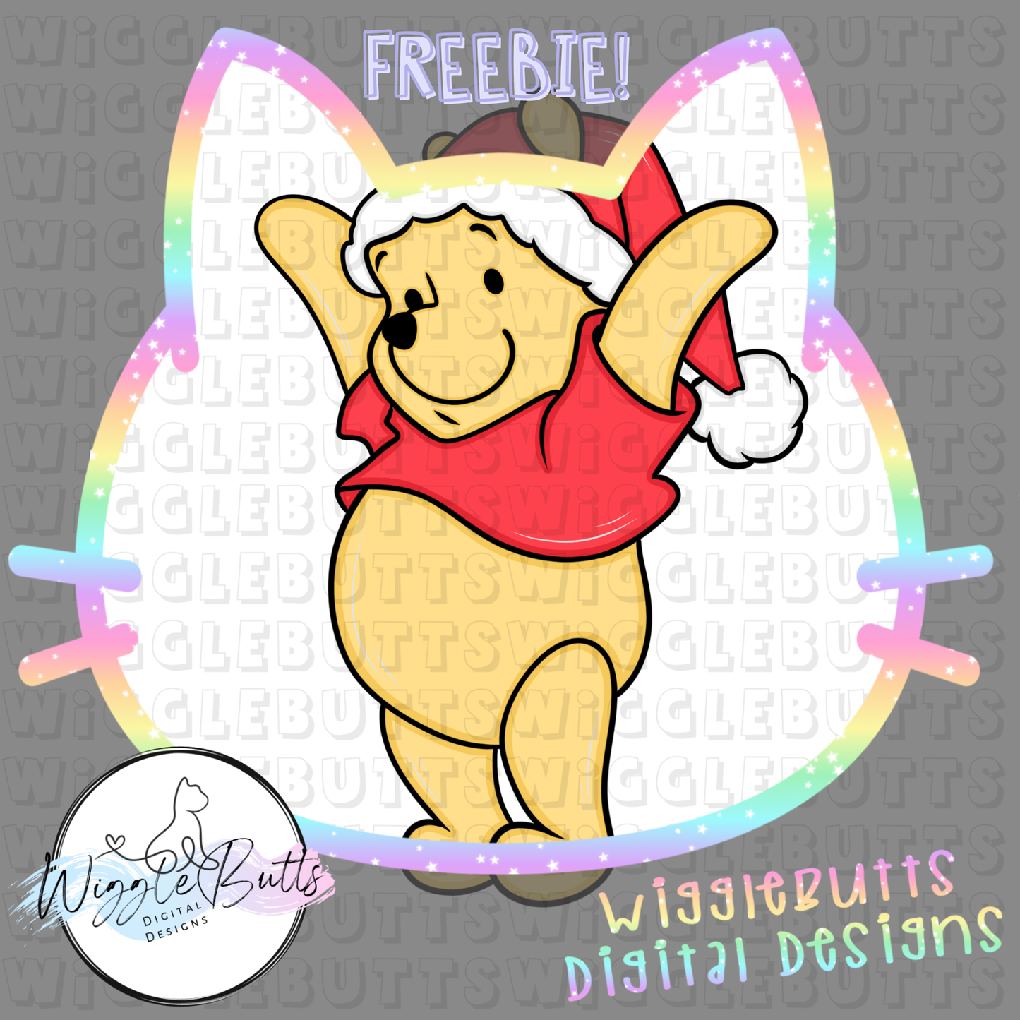 Honey Bear Christmas Santa Hat ClipArt Piece