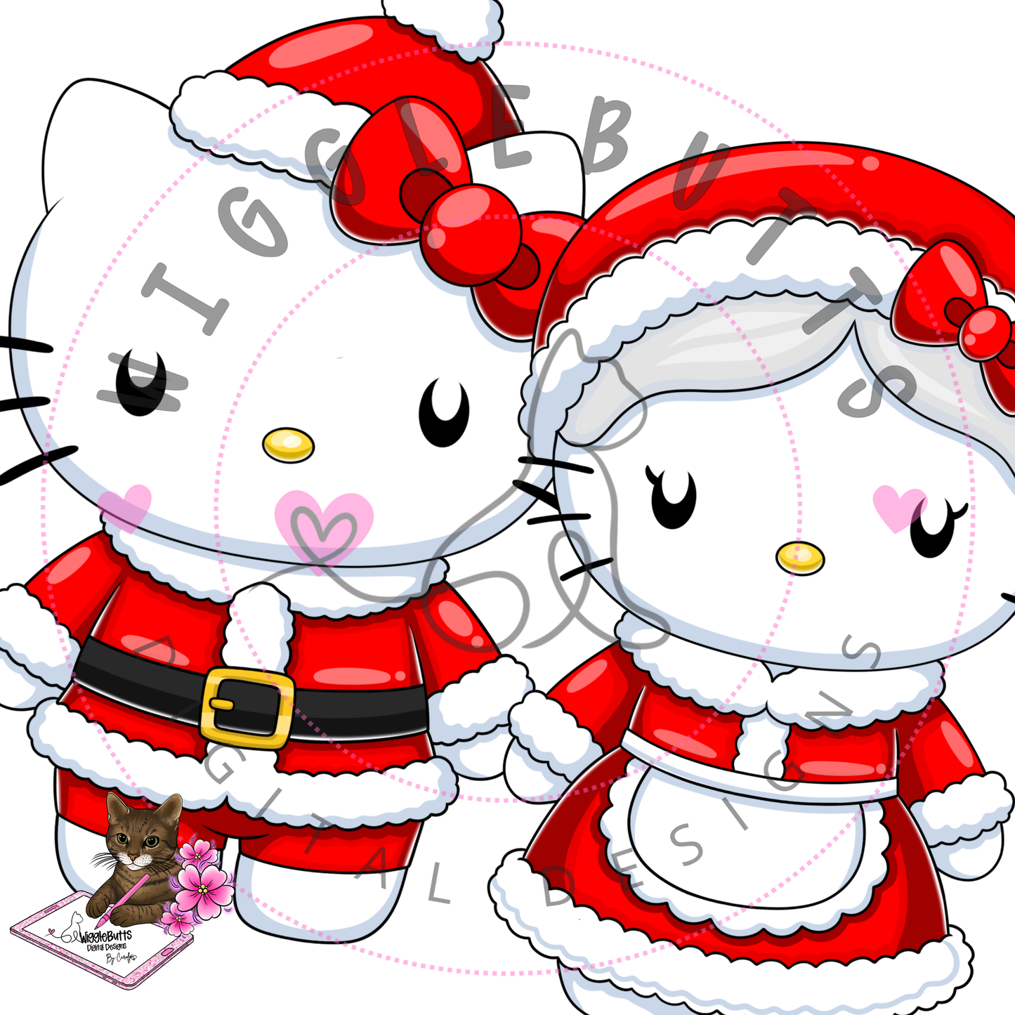Kitty and Friends Mr and Mrs Claus Christmas ClipArt Bundle