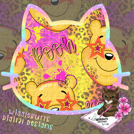 Honey Bear Pink Star Cheetah Print Seamless File PNG Design