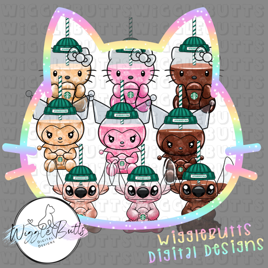 Coffee Lovers Character Cups and Matching Elements Semi Exclusive ClipArt Bundle