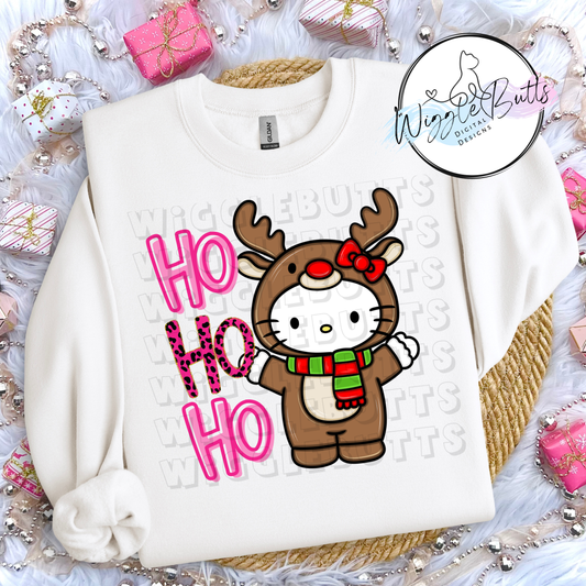 Kitty and Friends Ho Ho Ho Christmas Reindeer PNG Design