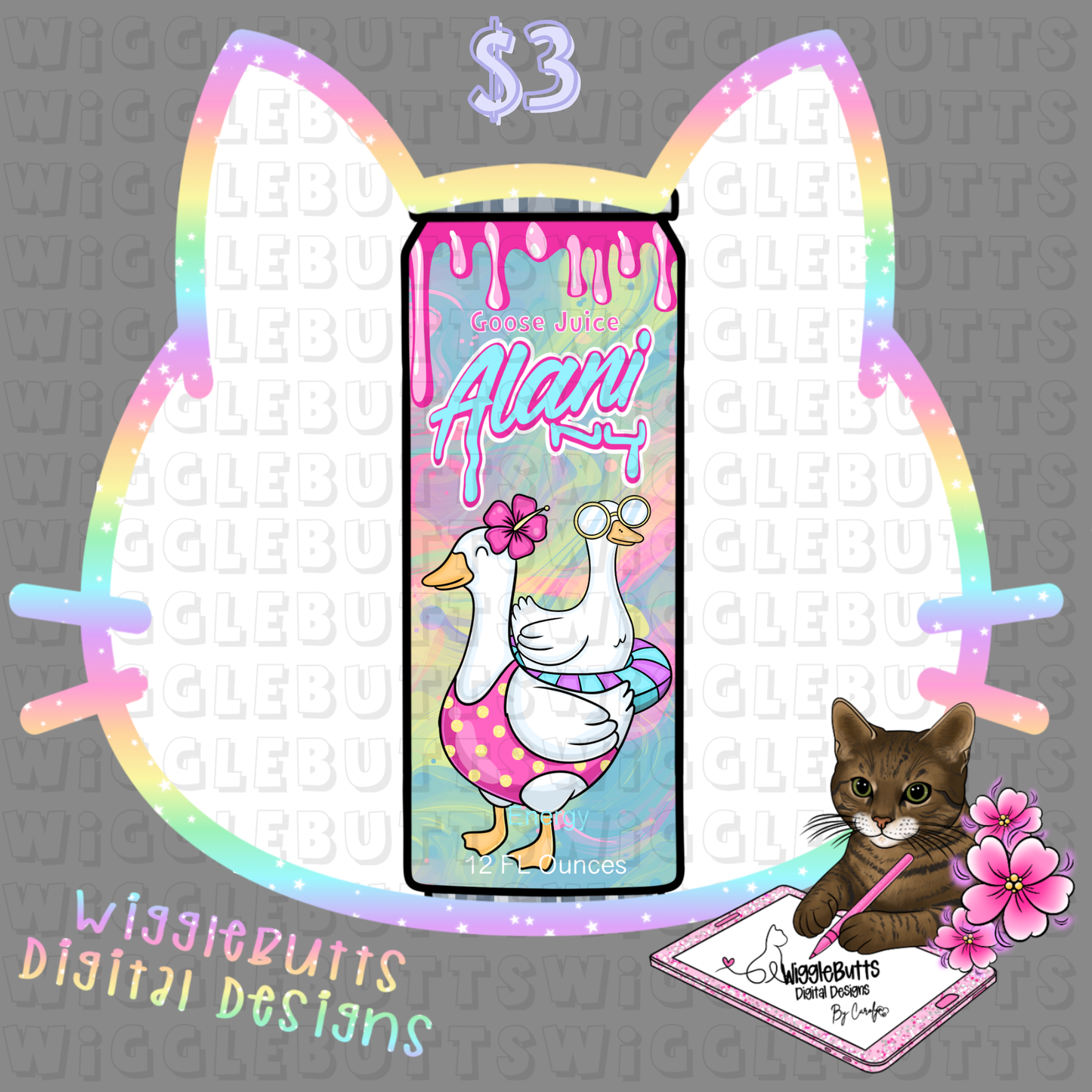 Summer Geese Ebergy Drink Can Goose Juice ClipArt Piece