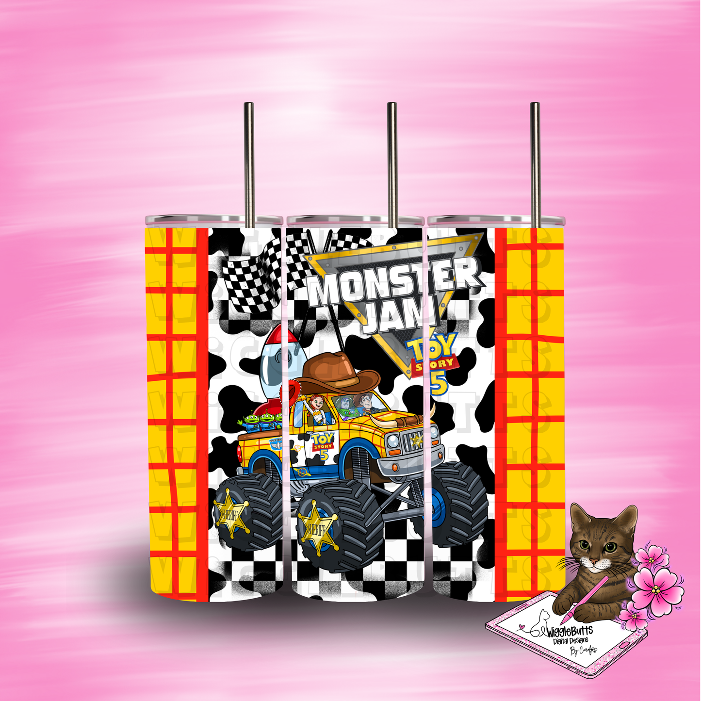 Toys Monster Truck 20oz Tumbler Wrap PNG Design