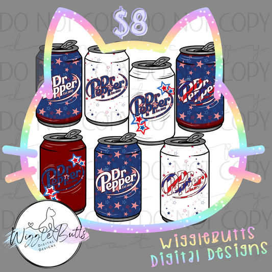 Boujee 4th of July Soda Cans ClipArt Bundle
