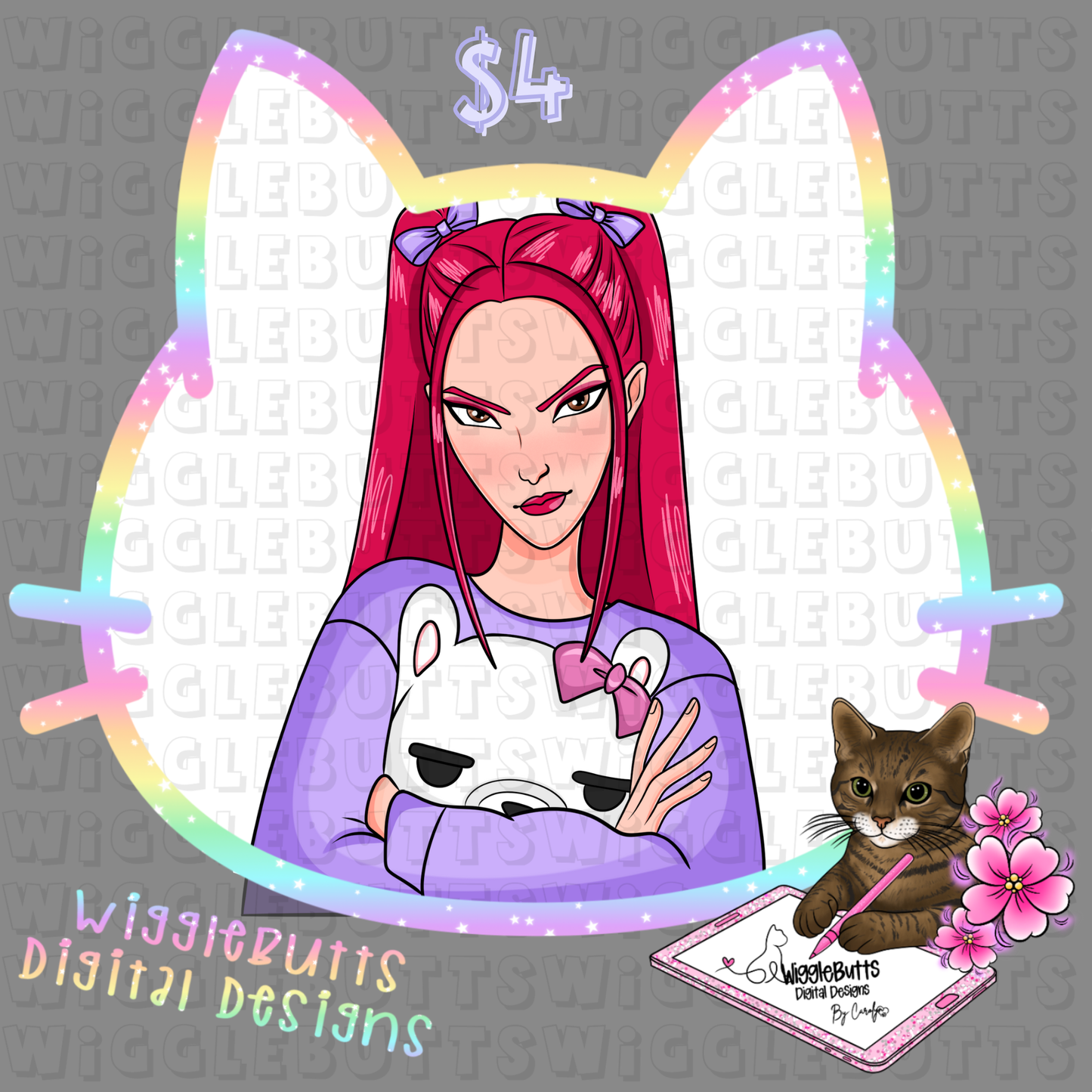 Anime Hunter Girls Red Hair ClipArt Piece