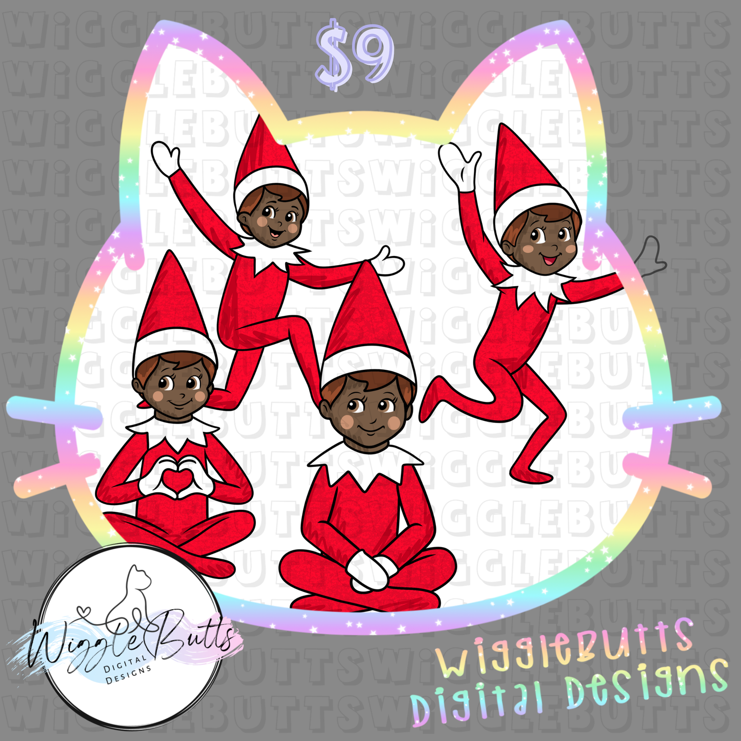 Elf Dark Skinned Christmas ClipArt Bundle