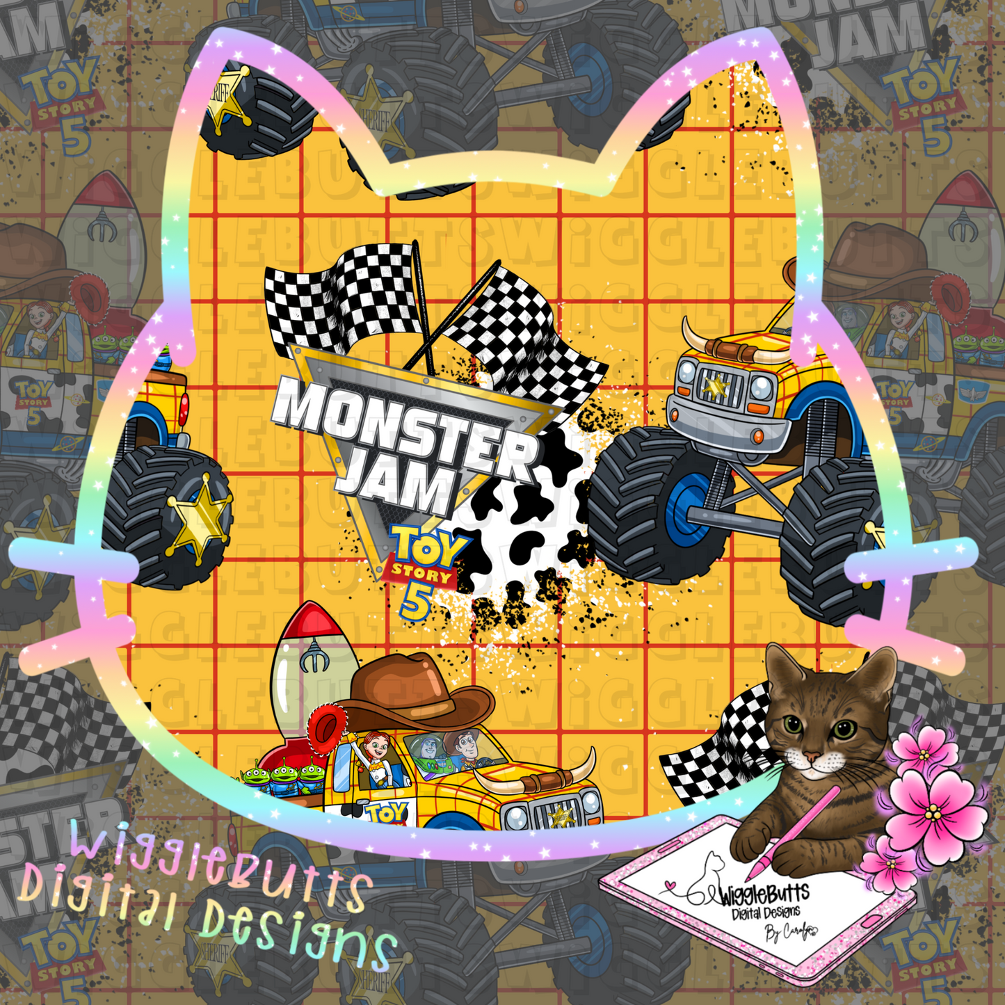 Toys Monster Truck Seamless File PNG Design