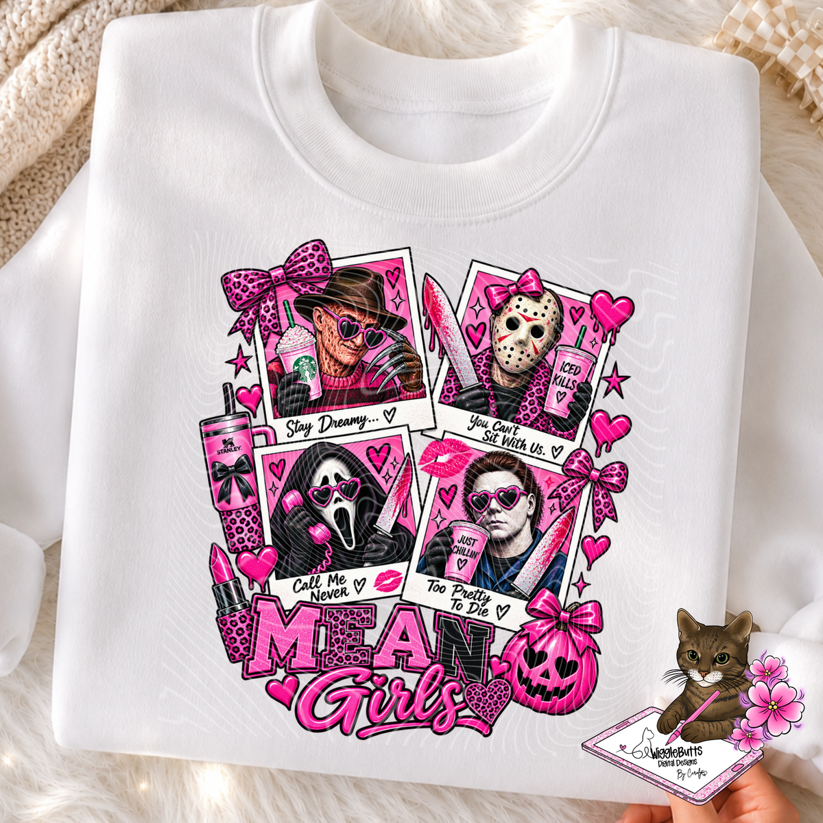 Girlie Horror Characters We Wear Pink PNG Design