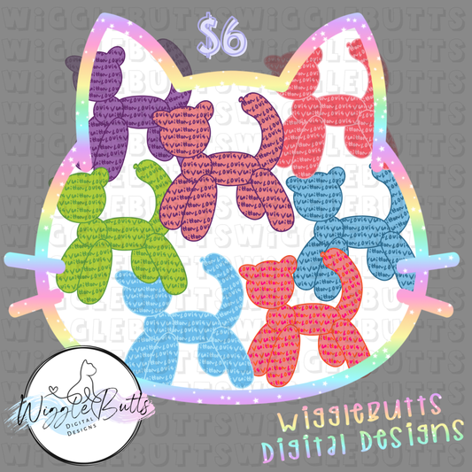 Boujee Cat Balloon Animals ClipArt Bundle