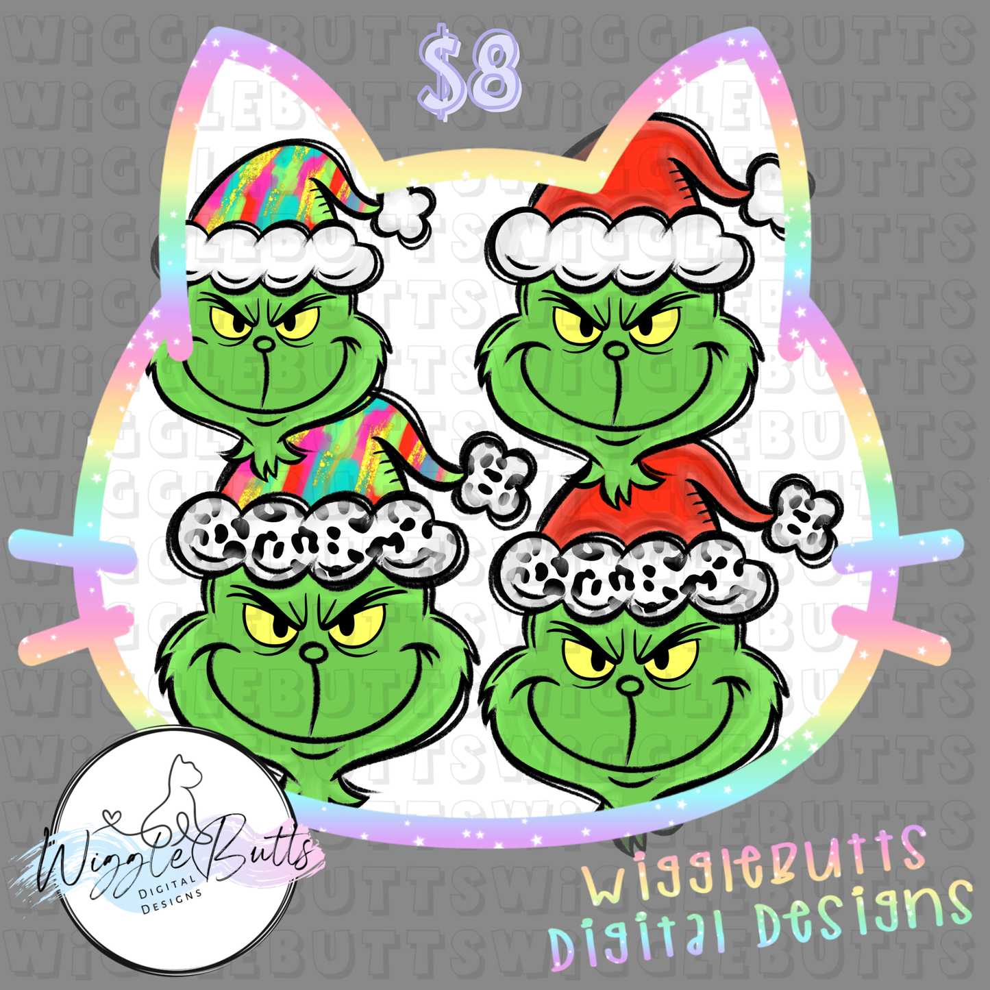 Green Guy Painted Paint Stroke Santa Christmas ClipArt Bundle