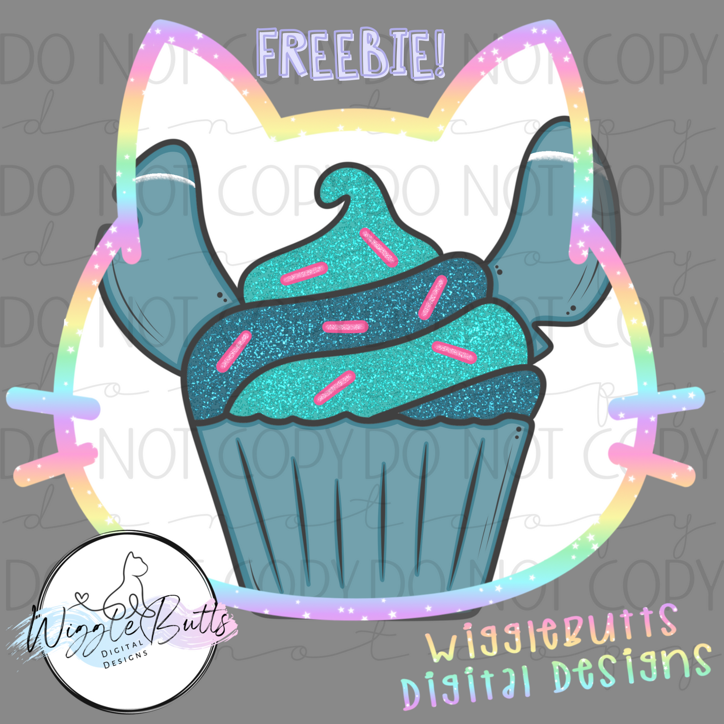 Blue Alien Monster Cupcake ClipArt Piece