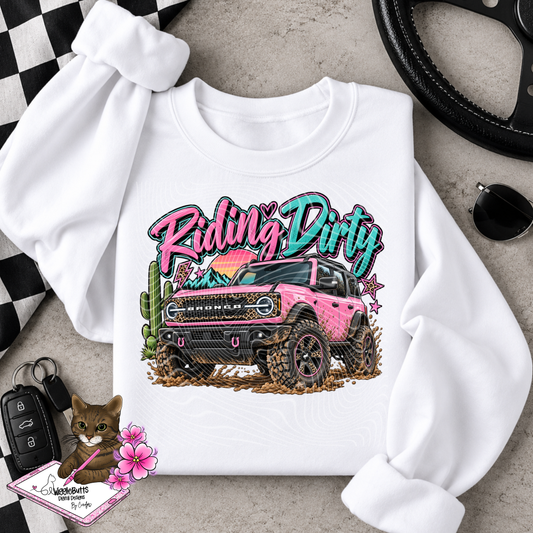 Pink Truck Riding Dirty PNG Design