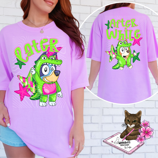 Later Gator After While Crocodile Blue Dog Puppies PNG Design and Matching Back PNG Design