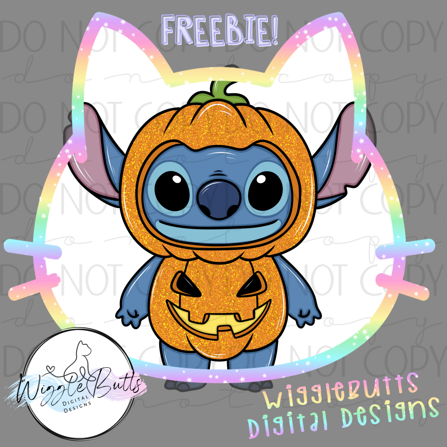 Blue Alien Monster Halloween Pumpkin ClipArt Piece